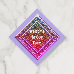 New Employee Welcome Vivid Blue Pink Professional Favor Tags