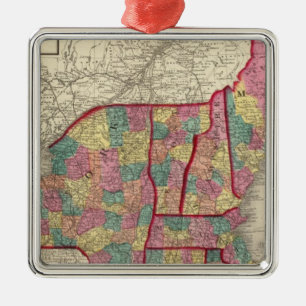 New England and New York 2 Metal Ornament