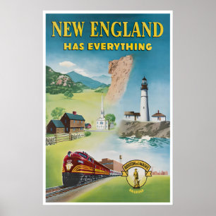 New England Art Vintage Print Travel Poster