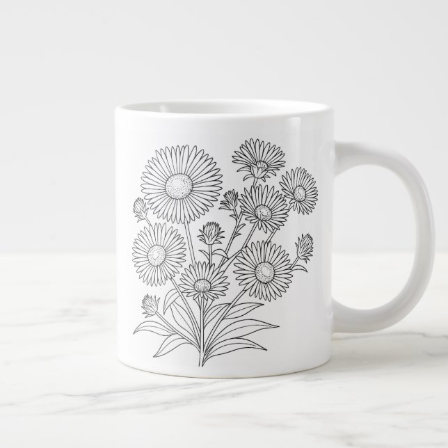New England Aster - Symphyotrichum Novae-Angliae Giant Coffee Mug (Right)