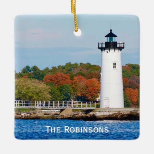 New England Autumn Foliage Lighthouse  Ceramic Ornament