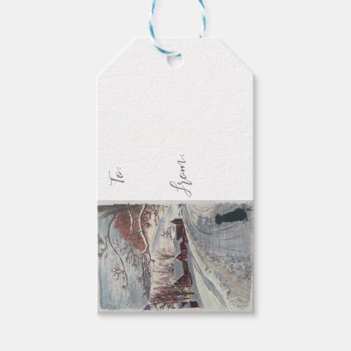 New England Christmas Scene Gift Tag