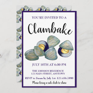 New England Clambake Beach Summer Seafood Dinner Invitation