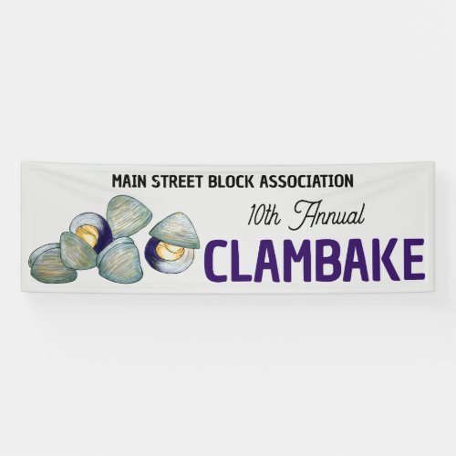 New England Clambake Clam Bake Beach Block Party Banner