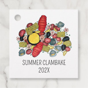 New England Clambake Lobster Boil Block Party Favor Tags