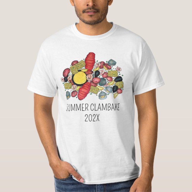 New England Clambake Lobster Boil Block Party T-Shirt (Front)