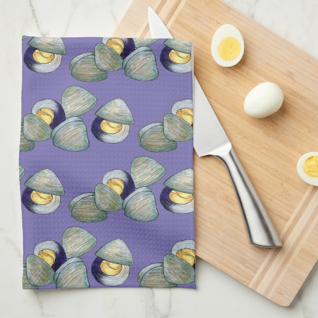 New England Clams Clambake Beach Summer Seafood Kitchen Towel (Quarter Fold)