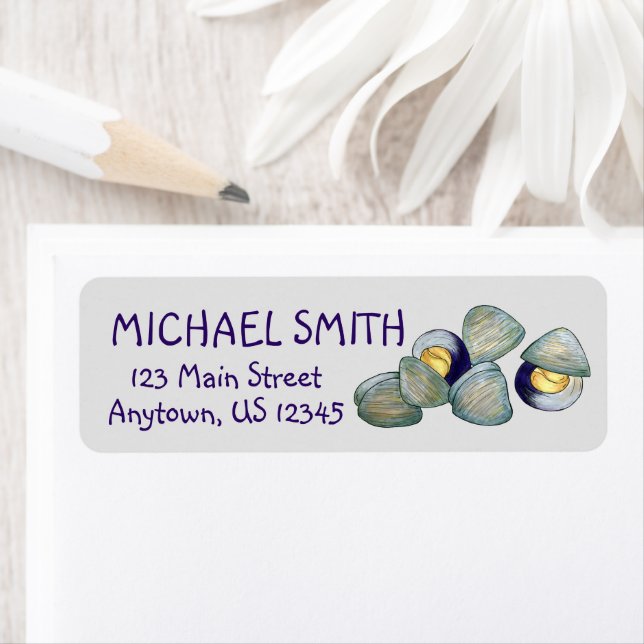 New England Clams Clambake Beach Summer Seafood Label (Insitu)