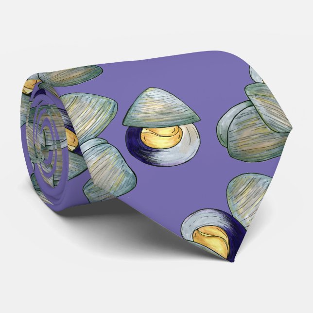 New England Clams Clambake Beach Summer Seafood Neck Tie (Rolled)