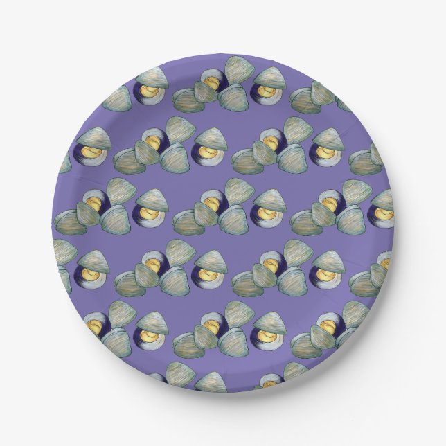 New England Clams Clambake Beach Summer Seafood Paper Plates (Front)