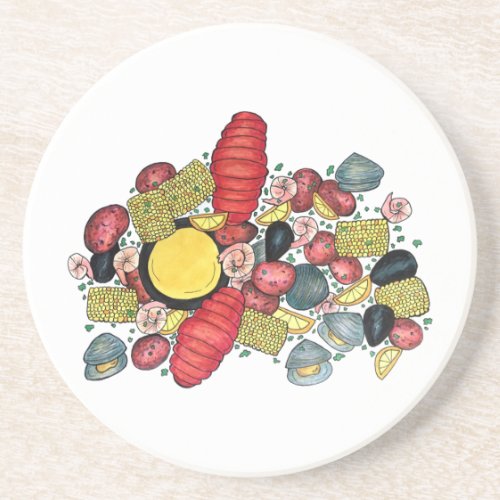 New England Clams Lobster Clambake Seafood Dinner Coaster
