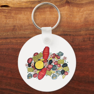 New England Clams Lobster Clambake Seafood Dinner Keychain