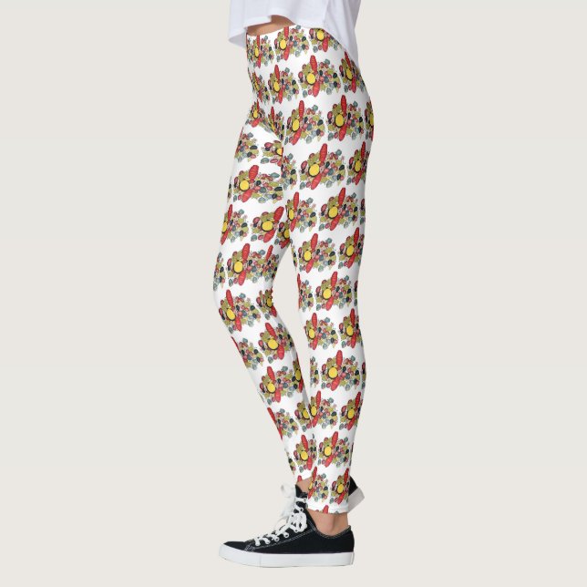 New England Clams Lobster Clambake Seafood Dinner Leggings (Left)