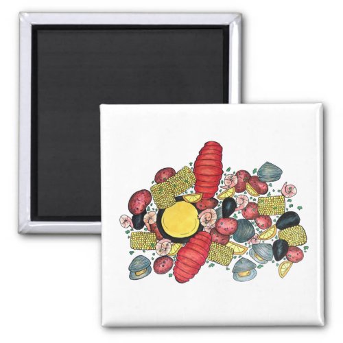 New England Clams Lobster Clambake Seafood Dinner Magnet