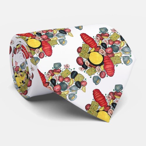 New England Clams Lobster Clambake Seafood Dinner Neck Tie