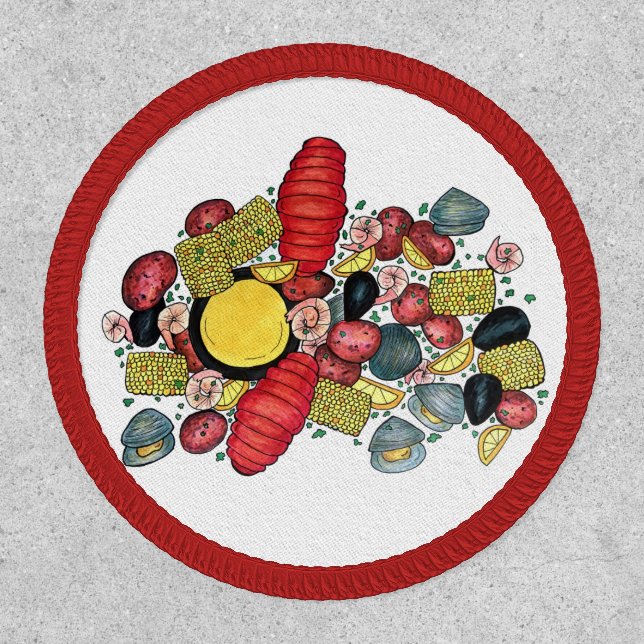 New England Clams Lobster Clambake Seafood Dinner Patch (Front)
