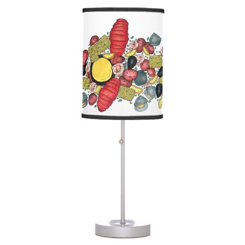 New England Clams Lobster Clambake Seafood Dinner Table Lamp