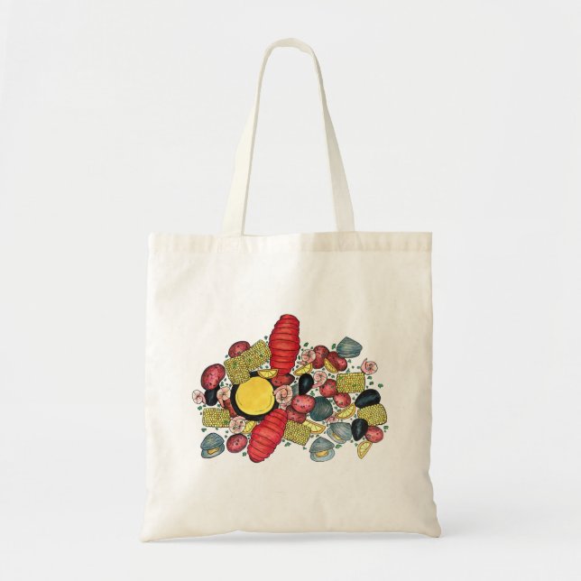 New England Clams Lobster Clambake Seafood Dinner Tote Bag (Front)