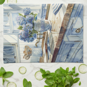 New England Coastal Kitchen Watercolor Towel