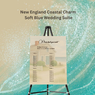 new england Coastal Soft Blue Wedding seating Foam Board