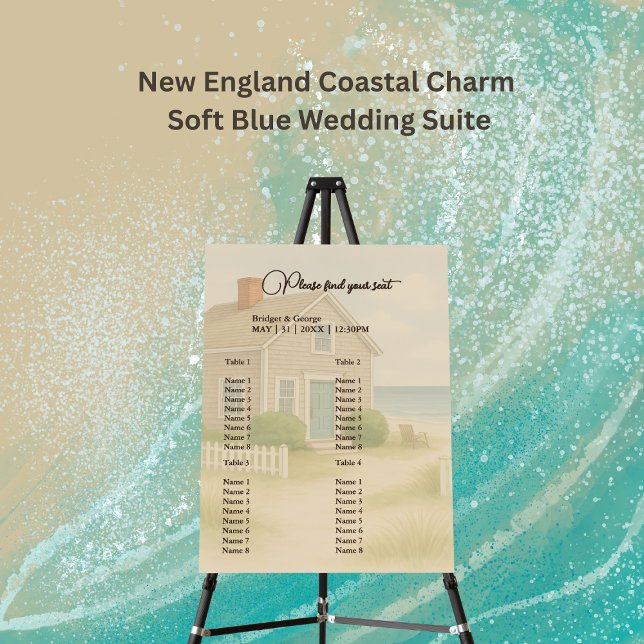 new england Coastal Soft Blue Wedding seating Foam Board (Creator Uploaded)