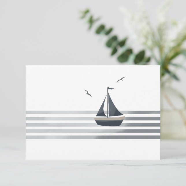 New england coastal wedding details card (Standing Front)