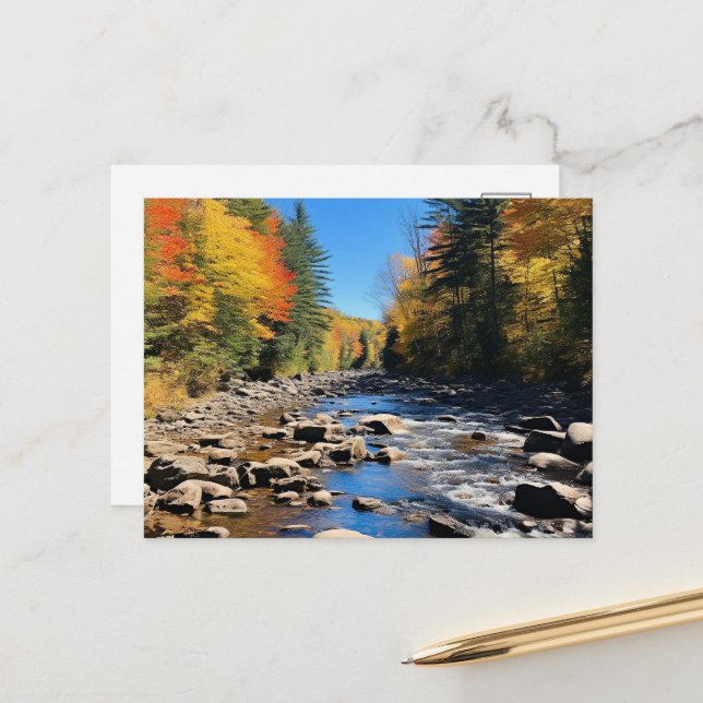 New England Colorful Landscape, Autumn, Postcard (Front/Back In Situ)