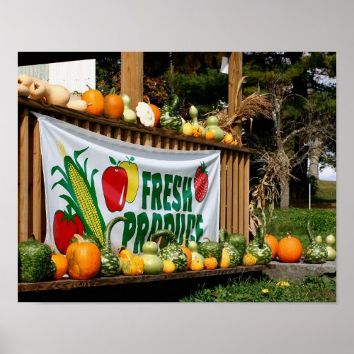 New England Country Farm Stand Fall Poster