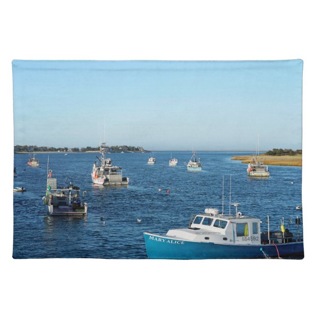 New England Fishing Boats Cloth Placemat (Front)