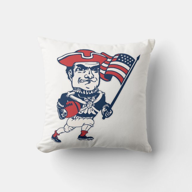 New England Football Mascot Throw Pillow (Front)