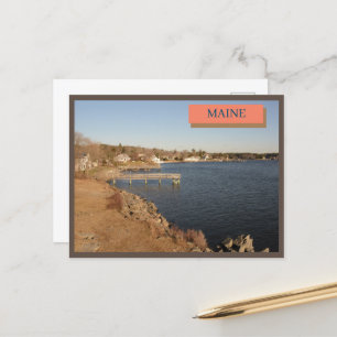 New England Houses Ocean Kittery Maine Nature Postcard