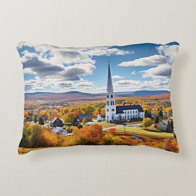 New England Landscape in Fall Accent Pillow (Front)