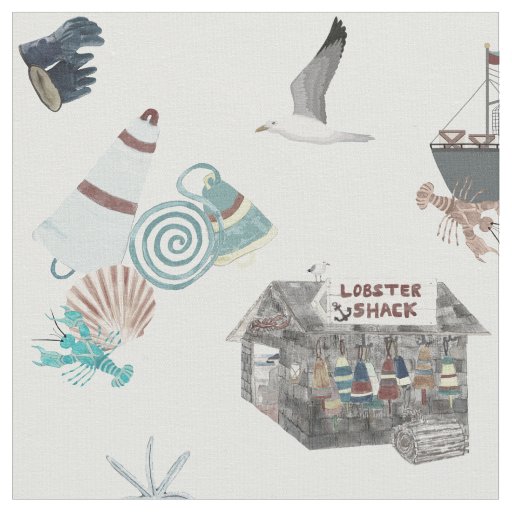 New England Lobster Shack Ditsy Fabric