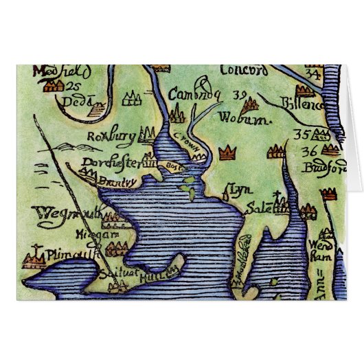 NEW ENGLAND MAP 1677 CARDS (Front Horizontal)