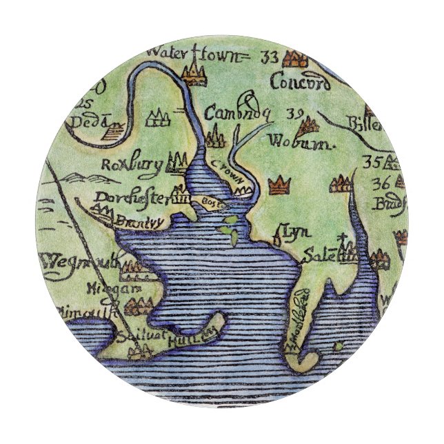 NEW ENGLAND MAP 1677 CUTTING BOARD (Front)