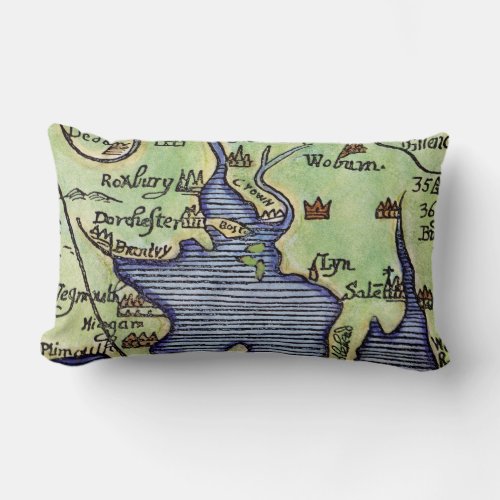 NEW ENGLAND MAP 1677 LUMBAR PILLOW