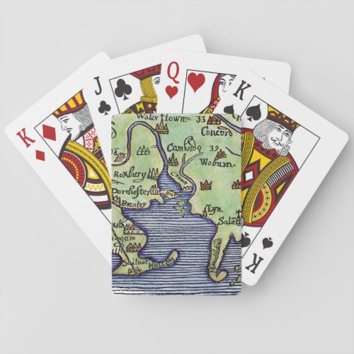 NEW ENGLAND MAP 1677 POKER CARDS