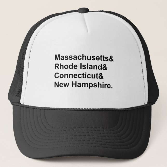 New England Massachusetts Rhode Island Etc. States Trucker Hat (Front)