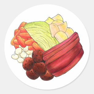 New England Meal Boiled Dinner Corned Beef Cabbage Classic Round Sticker