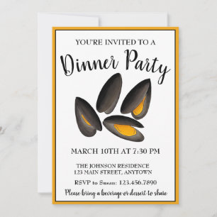New England Mussels Beach Seafood Dinner Party Invitation