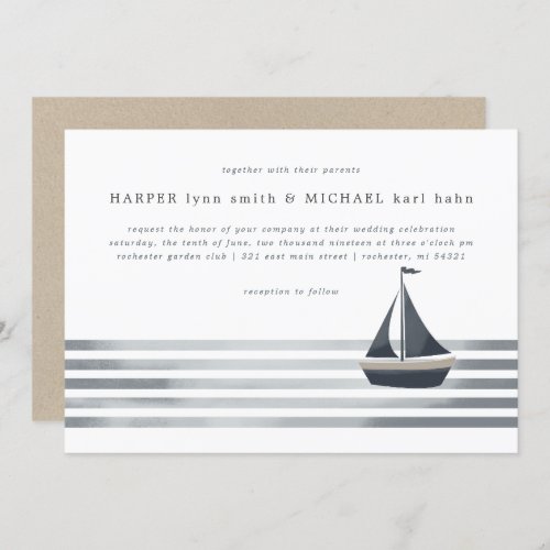New england nautical sailboat wedding invitation