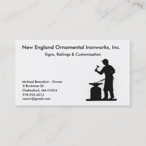 New England Ornamental Ironworks Business Card Templates