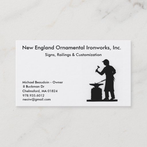 Customizable New England Ornamental Ironworks Business Card Templates
