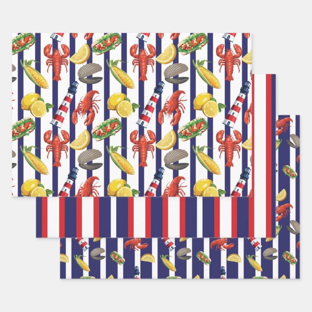 New England Picnic Wrapping Paper Sheets (Set)