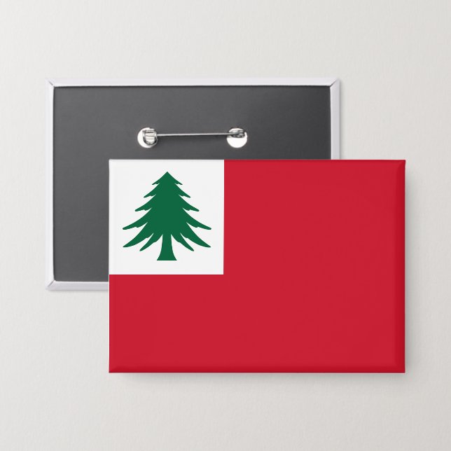 New England Pine Tree Flag Button (Front/Back)