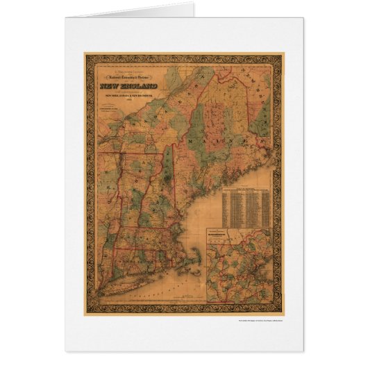 New England Railroad Map 1861 Cards (Front)