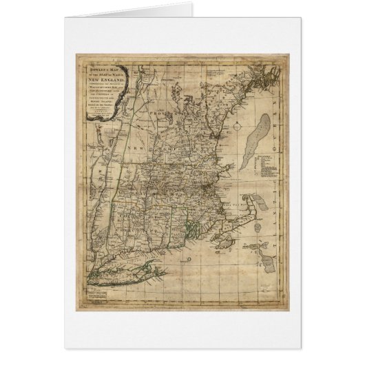 New England Revolutionary War Era Map (1776) Cards (Front)