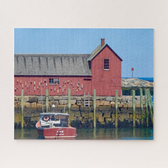 New England Seaside Boat House Photography Summer Jigsaw Puzzle (Horizontal)