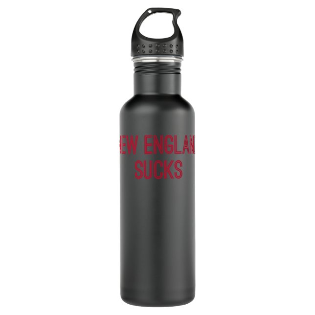 New England Sucks (Red Text) Stainless Steel Water Bottle (Front)