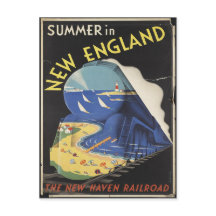New England Travel Poster Postcard